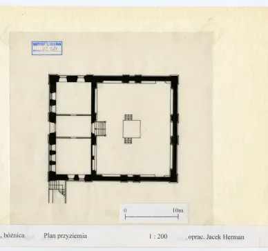 Ashmyany, synagogue, ground floor plan, 1:200
