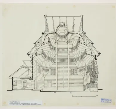 Vowpa, synagogue, cross-section perspective