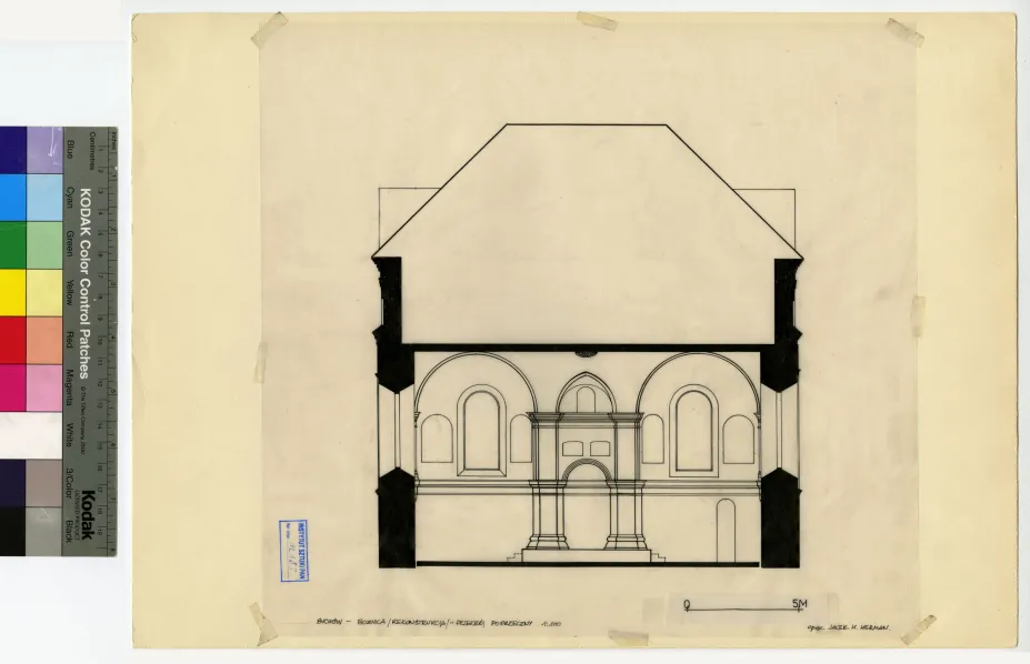 Bykhaw, synagogue (reconstruction), cross-section, 1:100