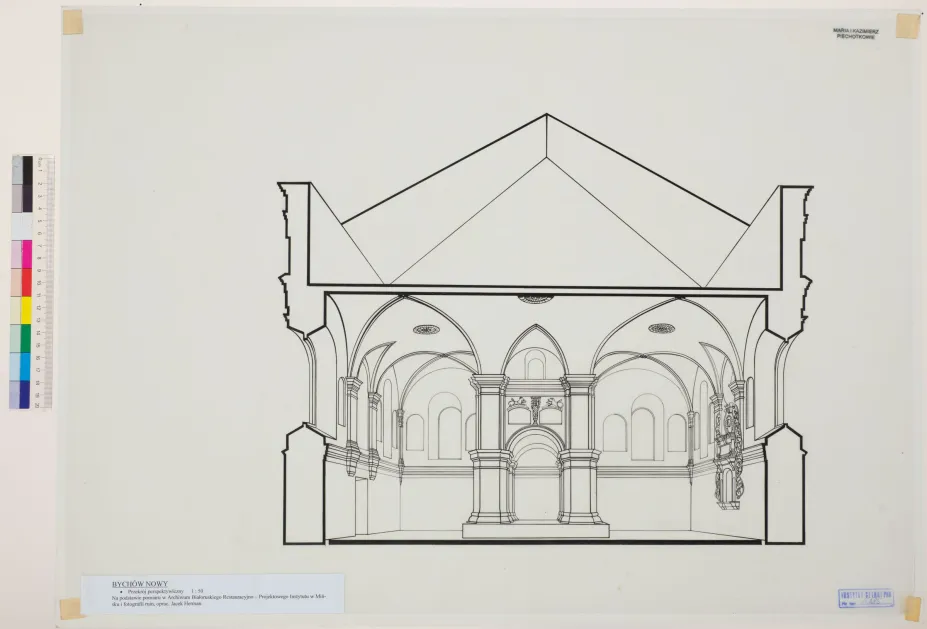 Novy Bykhaw, synagogue, cross-section