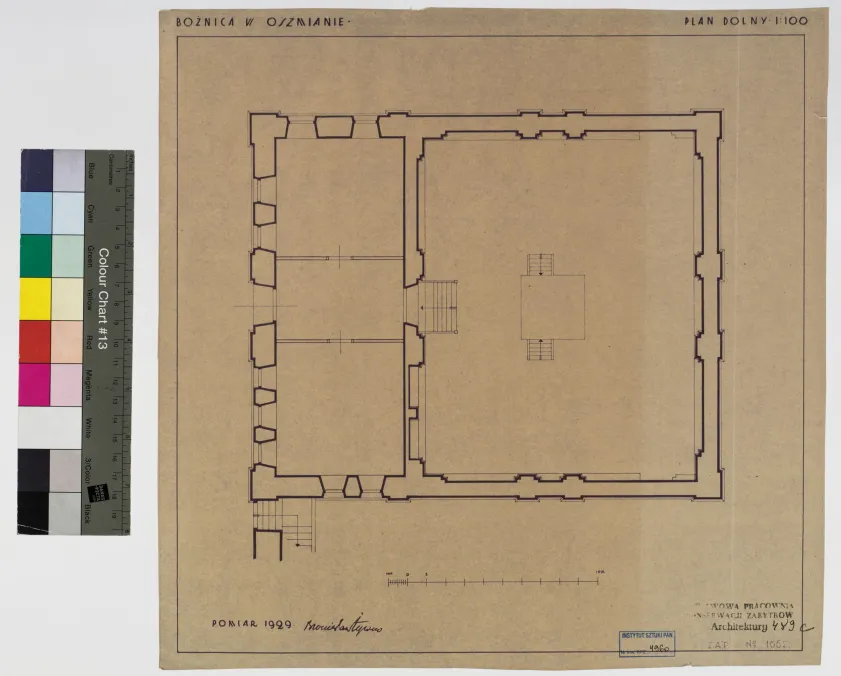 Synagogue in Ashmyany. Lower plan. 1:100