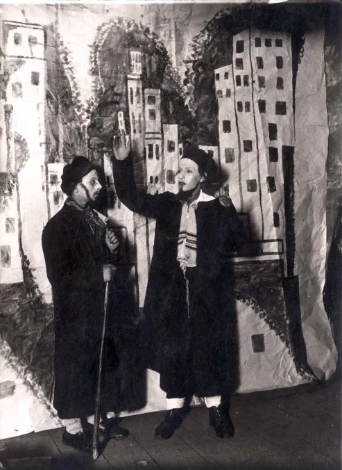 [Two actors in the play "The Journeys of Benjamin the Third"]