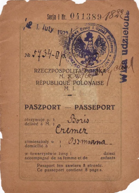 Polish Passport of Boris Cremer